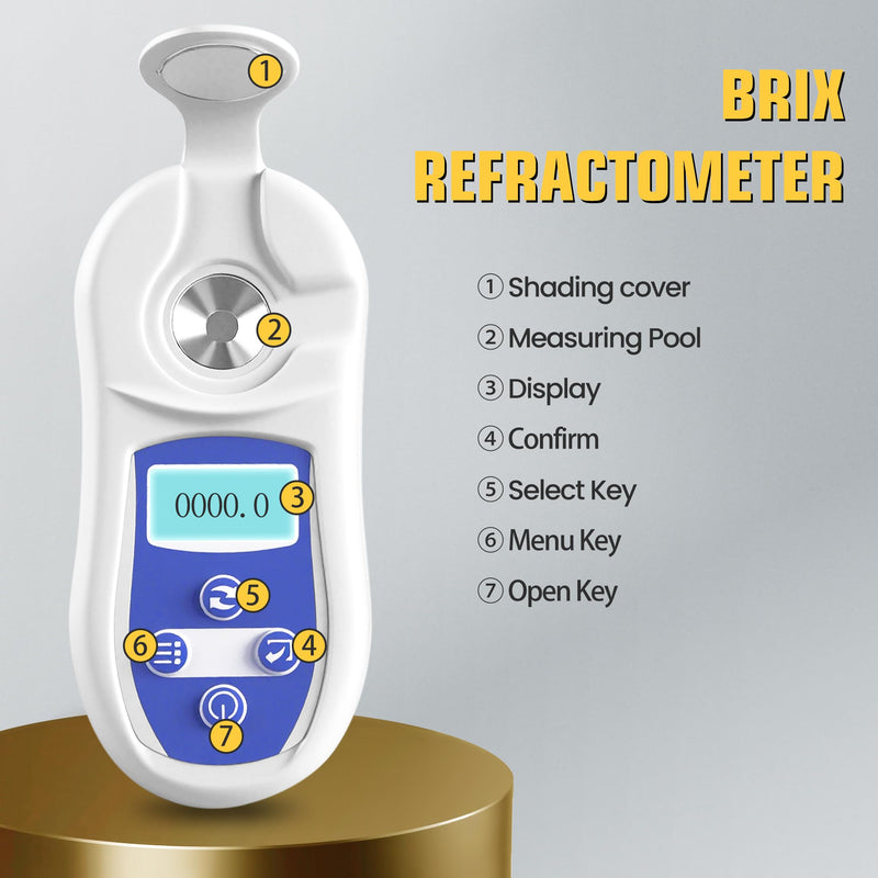 [Australia - AusPower] - 0-53% Brix Refractometer Digital Sugar Content Tester with ATC Refractometer to Measure Brix & Refractive Index Waterproof Sugar Refractometer for Cutting Fluid, Canned Food (Model AMR150) Brix & Cutting Fluid Refractometer 