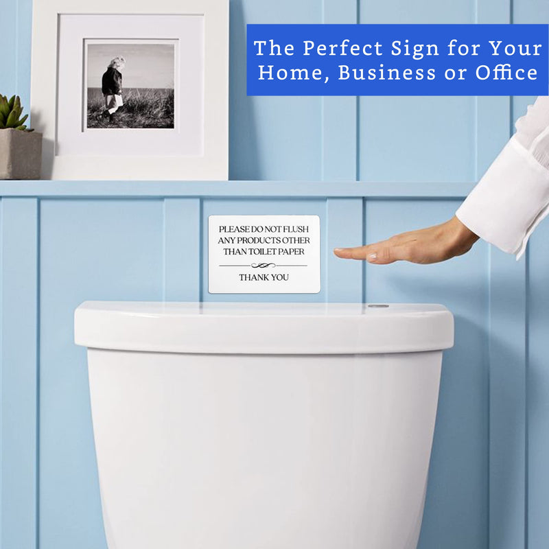 [Australia - AusPower] - Do not Flush Toilet Sign (White Acrylic 5 x 3.5 in) - Do not Flush Feminine Products Sign - Bathroom Signs for Business - Restroom Sign - Airbnb Signs White (Pack of 1) 