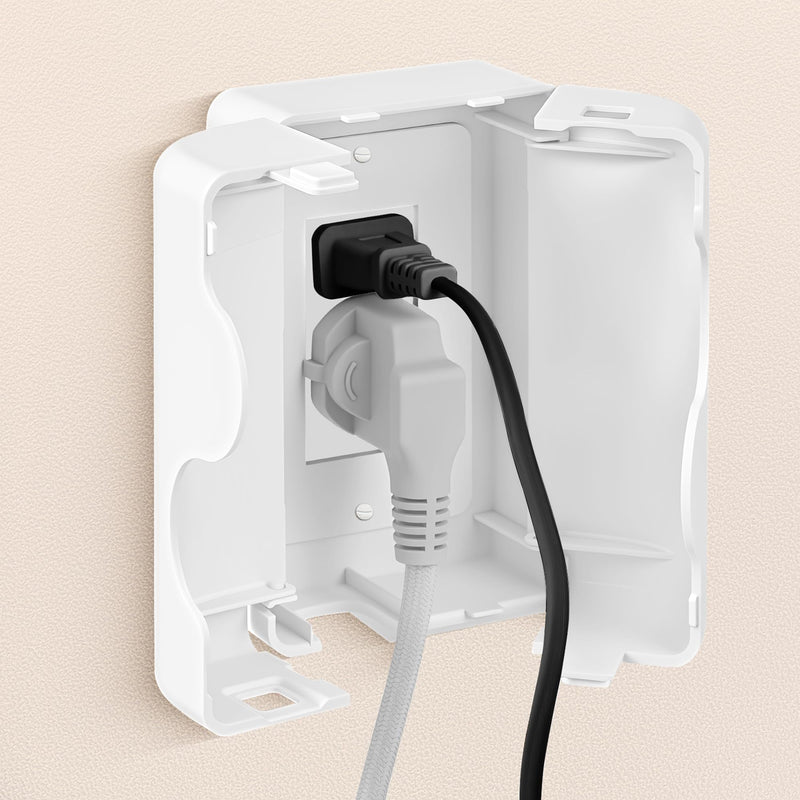 Child Proof Outlet Box Cover, Double Lock System, White, Large Interior Space 4 Pack