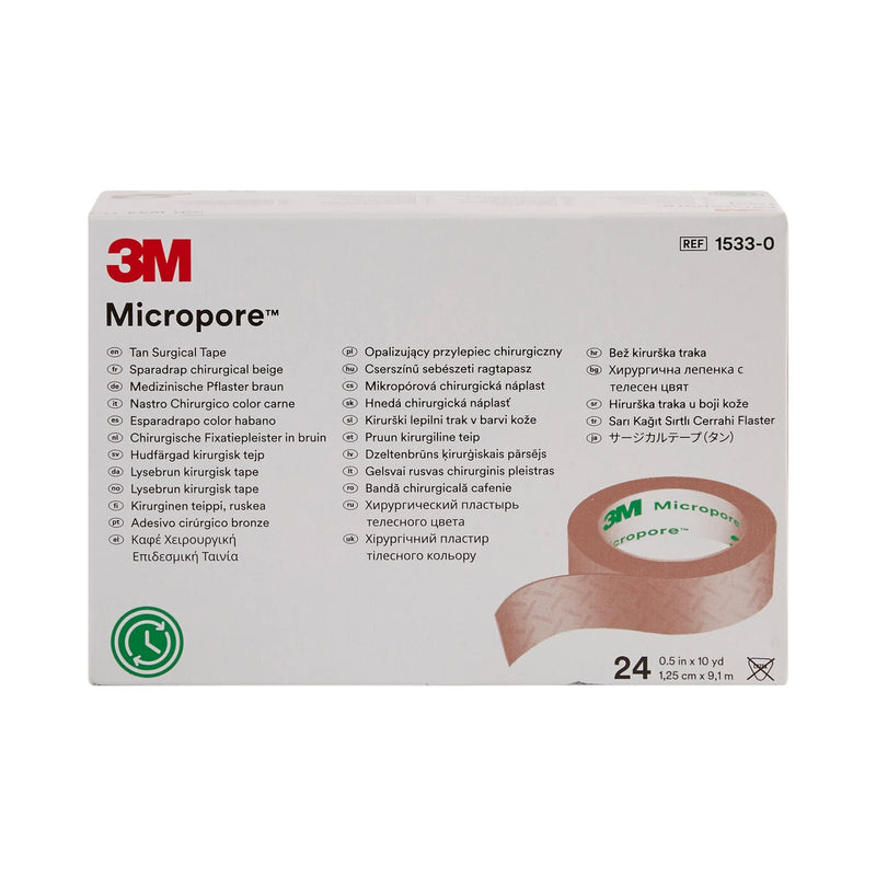 3M Micropore Paper Tape - 1/2" x 10 yds Tan - - Box of 24