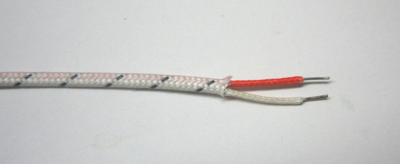 [Australia - AusPower] - J-Type Thermocouple Wire AWG 24 Solid w. Braided Fiberglass Insulation - 10 Yard 