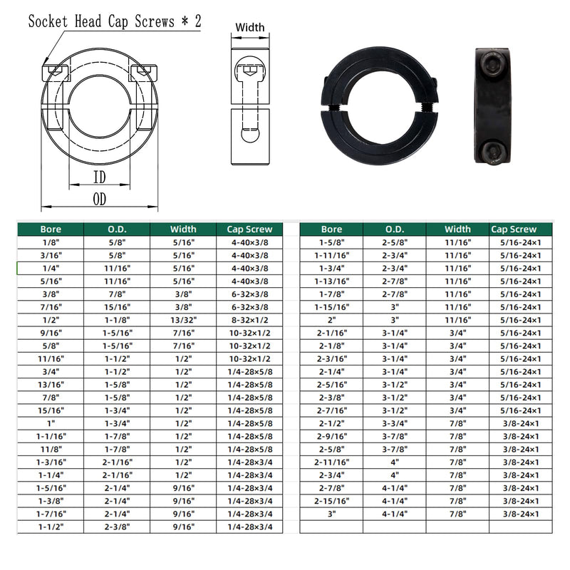 [Australia - AusPower] - (4-Pack) SINOAXISSPACE Shaft Collar 1" Bore, 1045 Steel Double Split Clamp-On Shaft Collars Style, 1-3/4" OD, 1/2" Thickness, with M4 Set Screws 1" Bore Size 4 