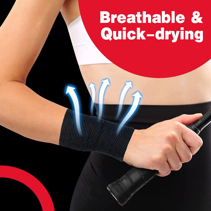 AZEN 20 Pack Self Adhesive Bandage Wrap Black, Black Athletic Tape, Vet Wrap, Tattoo Grip Tape Wrap, Ankle Tape, Cohesive Bandage Wrap F-20skin 2 Inch