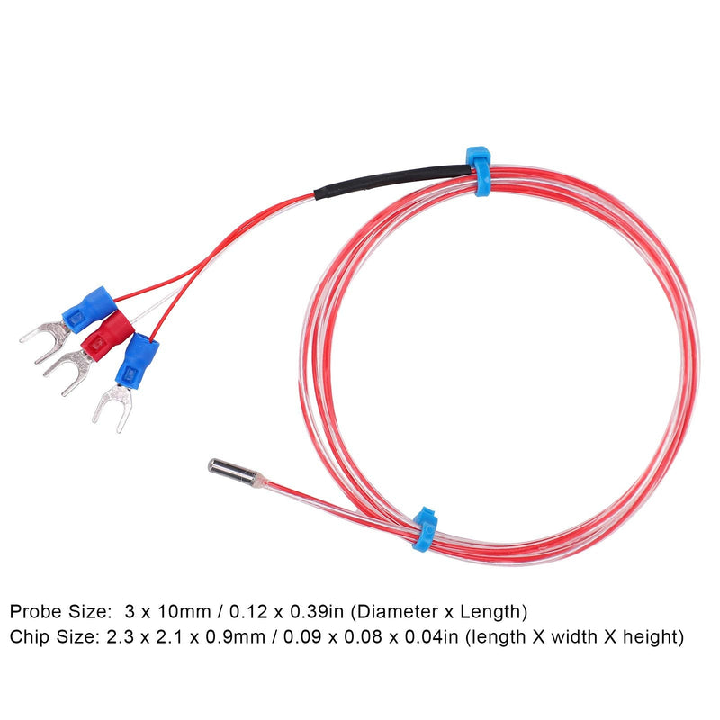 [Australia - AusPower] - PT100 Thermistor Temperature Probe, 3 x 10mm Pla-tinum- wire Waterproof Temperature Sensor, Temperature Sensor Probe, 50 to +300(2m), Temperature And Humidity Sensor 