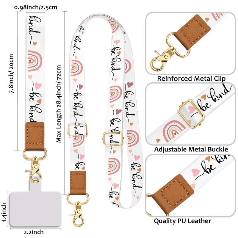 [Australia - AusPower] - Phone Lanyard Wrist Strap Crossbody, Be Kind Cell Phone Lanyard for Around The Neck Wristlet Adjustable Phone Strap, Rainbow Cute Lanyard for Keys iPhone Case ID Badges Phone Accessories 0 Be Kind 