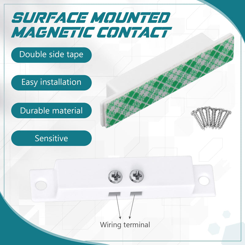 Tellegloww 20 Sets Nc Wired Surface Mounted Alarm Magnetic Door Alarm Contact Sensor Door Window Reed Switch Sensor with Double Side Tape for Security