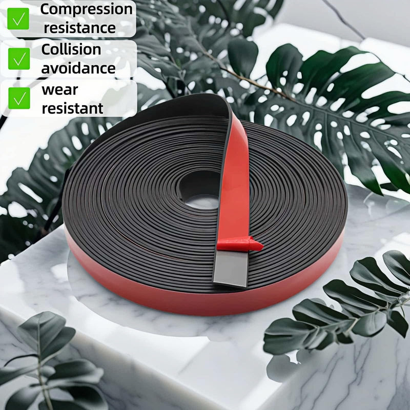 1" x 1/8" Thick Self-Adhesive Rubber Strip - Heavy Duty Weather Stripping,Soundproofing,Anti-Slip Tape for Doors,Vibration Proof for HVAC,Electrical Cabinet，Windows,Cars,Flooring (10ft Black)
