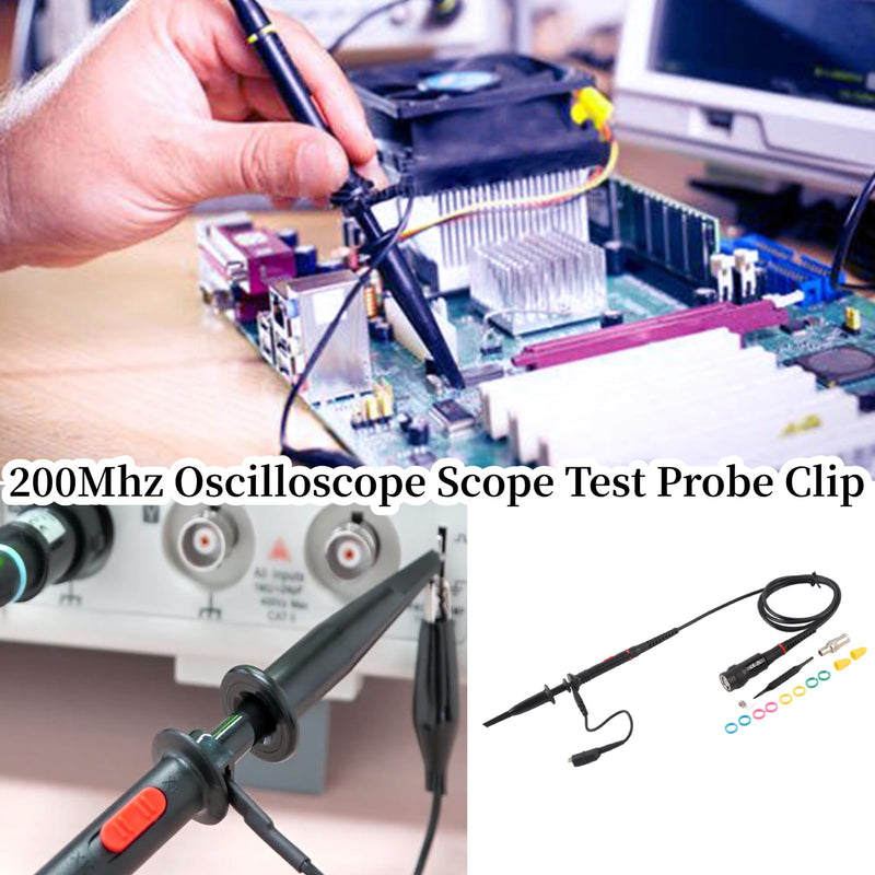 [Australia - AusPower] - P2200 Oscilloscope Probe 200MHz High Frequency, BNC Connector with X1/X10 Attenuation Switch, Professional Grade Test Clip for Oscilloscopes 