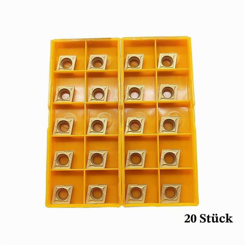 CCMT09T304 Indexable Inserts, Carbide Turning Inserts, Multilayer Coated, Replacement Parts for CNC Lathes and Drill Rods (Pack of 20 CCMT09T304) 20pcs CCMT09T304