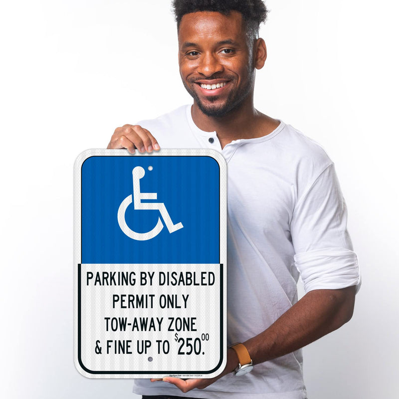 Florida Handicap Parking Sign, Parking by Permit Only, 12x18 Inches, 3M EGP Reflective .063 Aluminum, Fade Resistant, 12x18 Reflective