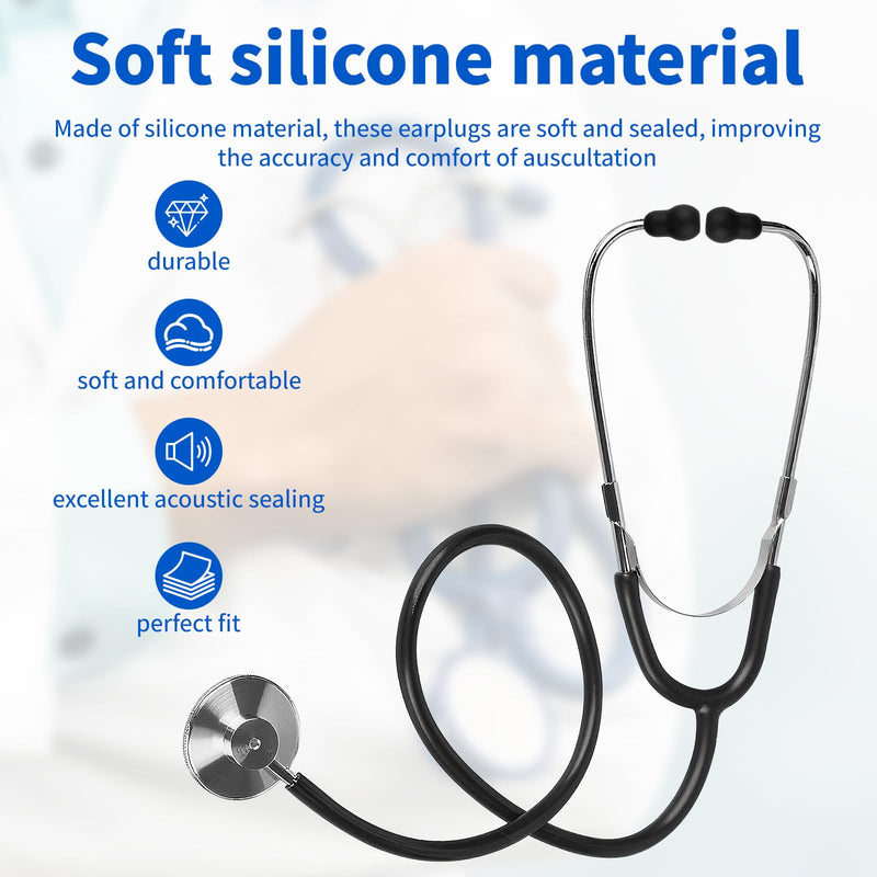 [Australia - AusPower] - 10PCS Black Ear Tips Replacement, Stethoscope Ear Tips/Earing Pieces Earplugs Accessories, Silicone Stethoscope Parts Replacement Eartips Earpieces, Comfortable Soft Stethoscopes Eartips Earpieces 
