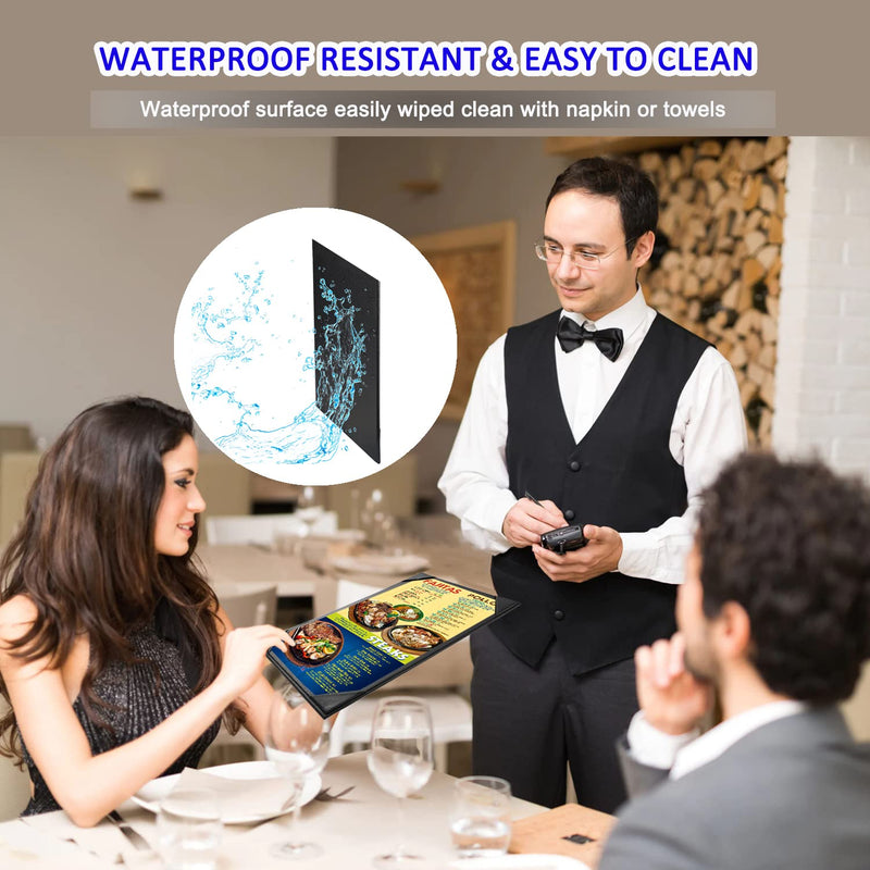 [Australia - AusPower] - Leather Menu Holder Water Proof Dinner Menu Cover Holder for Restaurant,Hotel Bar Cocktails Single Panel Menu Covers (1, 8.5x11 1 view) 