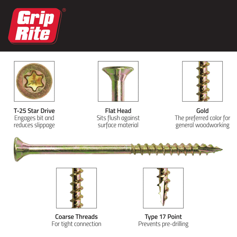 [Australia - AusPower] - PRIMESOURCE 114GCS1 1LB 8X1-1/4 CONST SCREW, 8 by 1-1/4", Gold 1lb Box #8 x 1-1/4" 