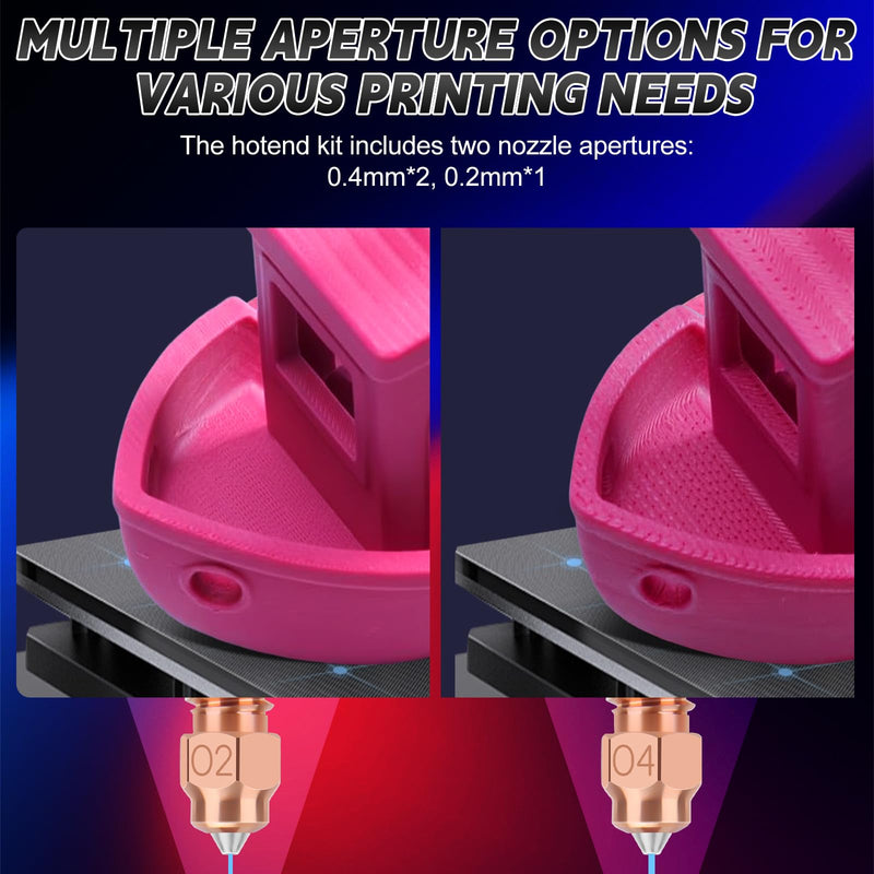 K1C Upgrade Ceramic Heating Block Hotend Kit, 0.2/0.4mm Quick Swap Nozzle Kit, with Silicone Cover, Cleaning Needles and Tools, 3D Printer Hotend 600mm/s High-Speed, Compatible with K1/K1 MAX/K1C K1C/3 V3/ 3V3 Plus Upgrade Nozzle Kits