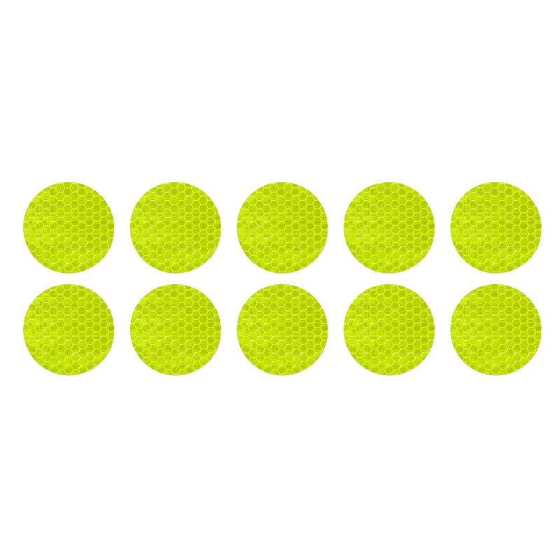 10 Pcs Reflective Stickers, 1.97" OD Round Shape Safety Tape Reflector Universal for Cars Trucks Trailers Waterproof PET Fluorescent Yellow Green