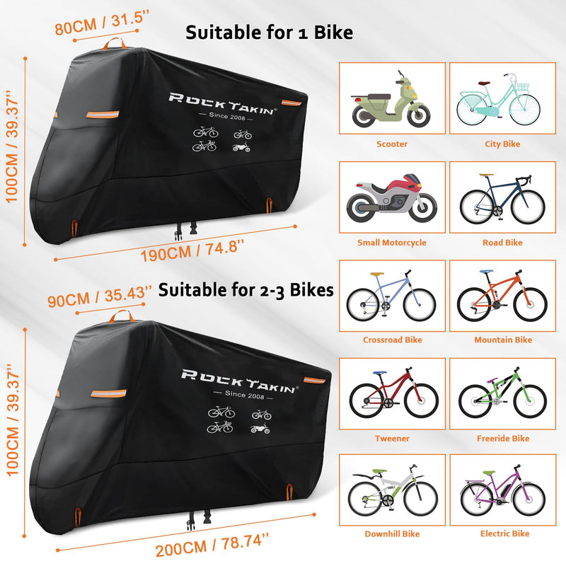 [Australia - AusPower] - Bike Cover for 1 Bike Outdoor Waterproof, 300D Oxford Heavy Duty Bicycle Cover Rain Dust UV Wind Proof Bike Tarp with Reflective Strips Storage Bag for Mountain Road Electric Bike S-1Bike 