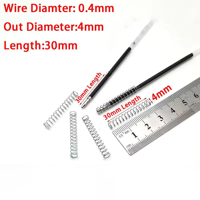 [Australia - AusPower] - Customized Galvanized Spring Steel Metal Small Coil Pressure Spring Compression Spring for Ball Pen, Wire Diameter 0.4mm * Out Diameter 4mm * Length 30mm, 100Pcs 