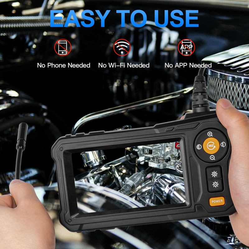 [Australia - AusPower] - Endoscope Camera with Light - 4.3" LCD Screen Inspection Camera | IP67 Waterproof Borescope with 8 Adjustable LED Lights | HD 1080P Endoscope Camera with 16.5ft Semi-Rigid Cord Gadgets for Men Black 