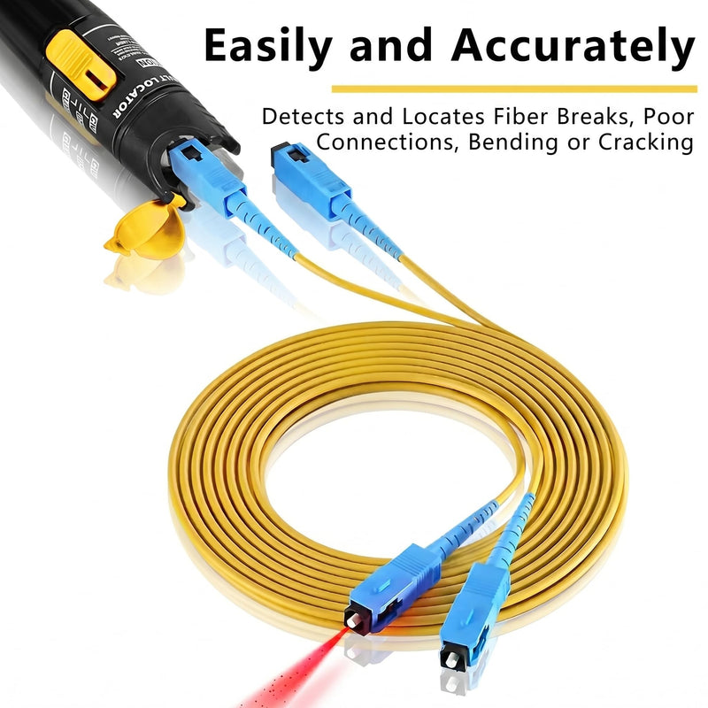 FTTH Fiber Optic Tool Kit | VFL Fiber Power Meter | 70~+10dBm | 50MW Fiber Optic Visual Fault Locator | VFL Fiber Optic Test Pen (Yellow+Grey)