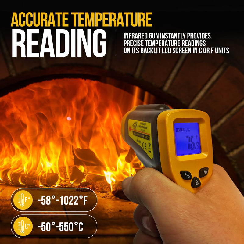 [Australia - AusPower] - Infrared Thermometer Gun - Digital Food & Surface Temp Gun (-58F to 1022F) for Pizza Oven, Grill, Meat, HVAC, Engine 