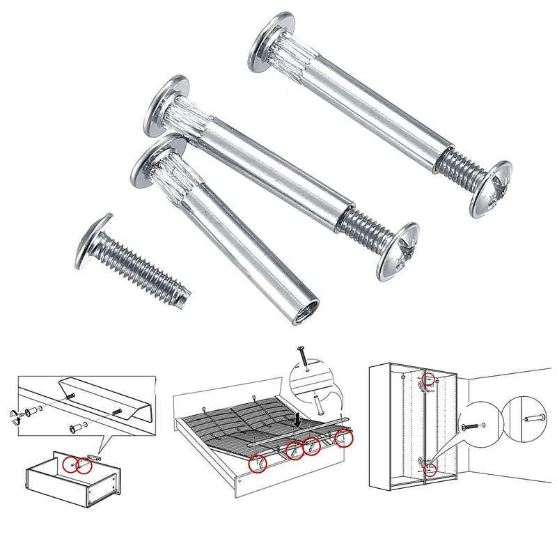 Furniture Joint Connector Bolt & Sleeve Cap Nuts, 130 Pcs Furniture Screws Connectors with Binding Barrels, Cabinet Panel Connector Screws with Philips Head Screws for Wood Cupboard Bed