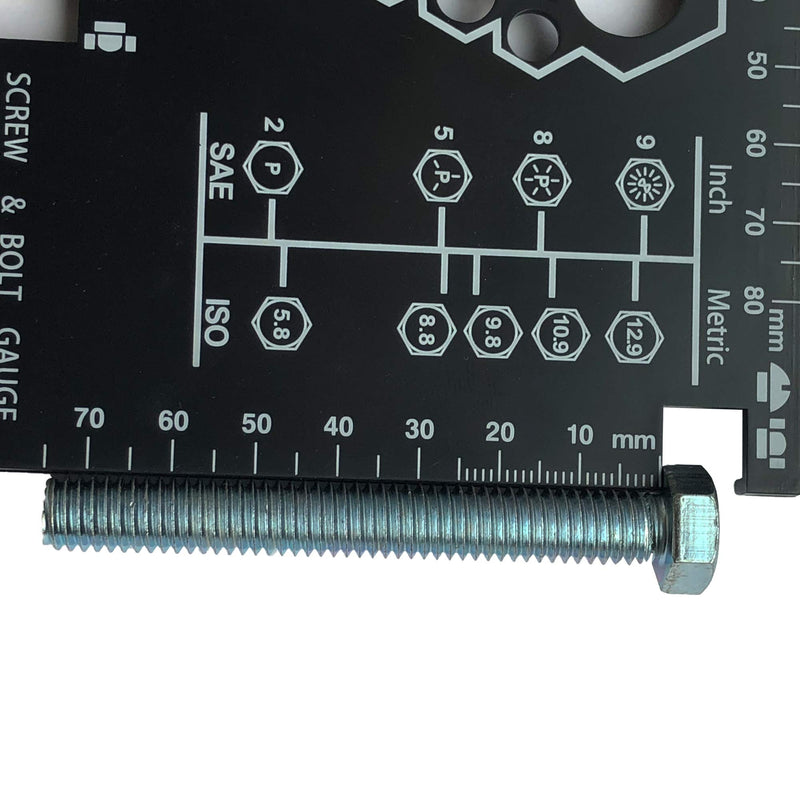 [Australia - AusPower] - Nut Bolt & Screw - Thread Gauge. 27 Size Measurements, Measures Thread Sizes, Bolt Lengths in Both inches & Metric Sizes. (1) 1 