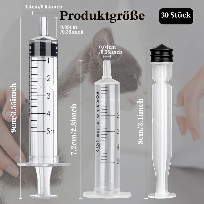 Pack of 30 Colostrum Syringes, 5 ml Syringes without Needle, Colostrum Collecting Set | Disposable Syringes 5ml Sterile Syringes with Lid in Individual Packaging for Animal Feeding Scientific Lab