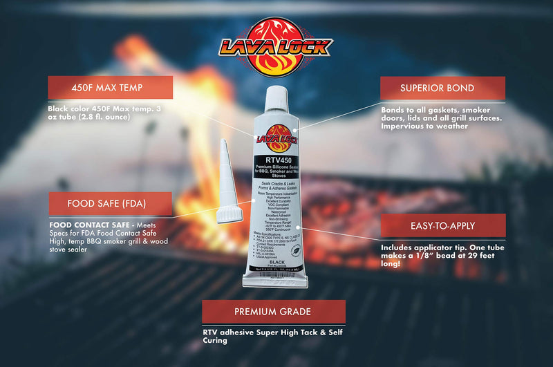 [Australia - AusPower] - LavaLock® Black Food Safe BBQ Adhesive 3 oz Grill Smoker High Temp RTV Silicon 