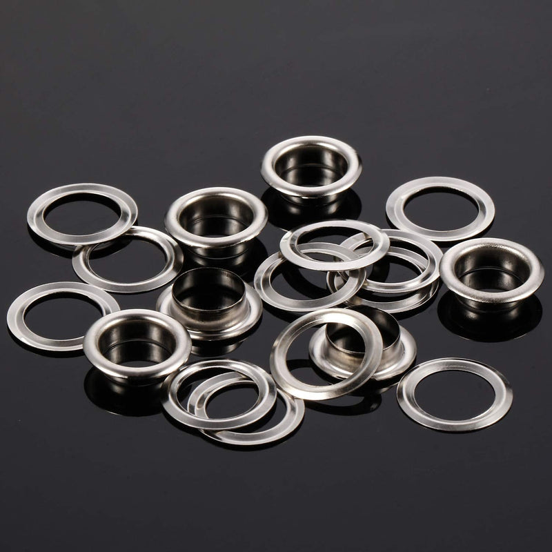 [Australia - AusPower] - 500 Pieces Grommet and 500 Pieces Washer Grommet Kit Finish Grommet Eyelet for Clothes Fabric Leather Tag Bag (3/8 Inch) Silver 3/8 Inch 