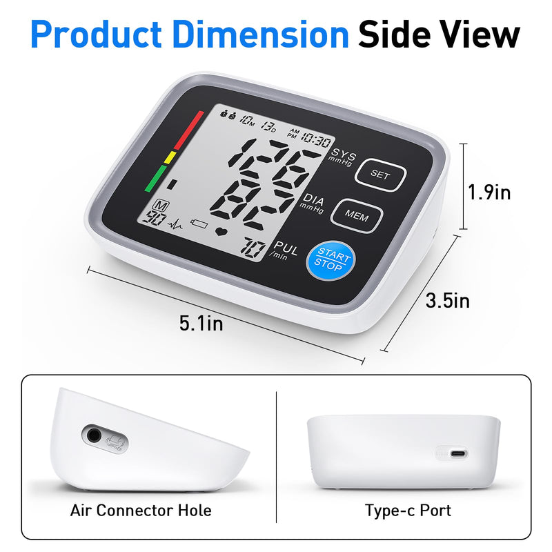 [Australia - AusPower] - Upper Arm Blood Pressure Monitor for Home Use 2 Cuff Sizes, 9-17'' & 13-21''Extra Large BP Cuff Automatic Digital Blood Pressure Machine 2 Users 180 Memories USB Cable 4 AA Batteries 1 monitor + 2 cuff sizes 