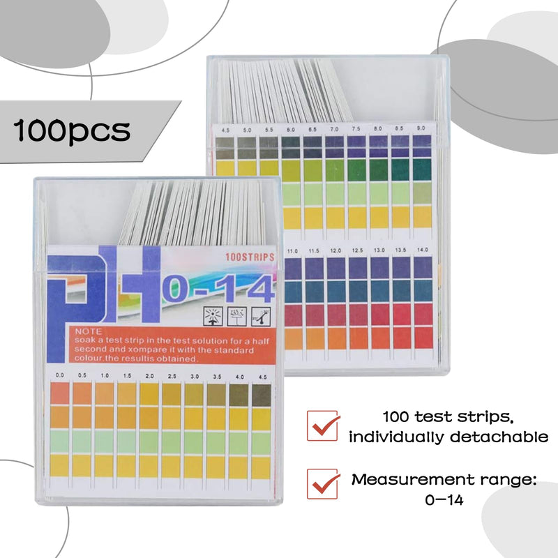 [Australia - AusPower] - 1 Box of 100 Acid Base Test Paper (PH Value Test Strips 0-14) Premium Product Large Test Range PH Test Strips Water Test Tests Your Water for Nitrate & Nitrite PH & Alkalinity 
