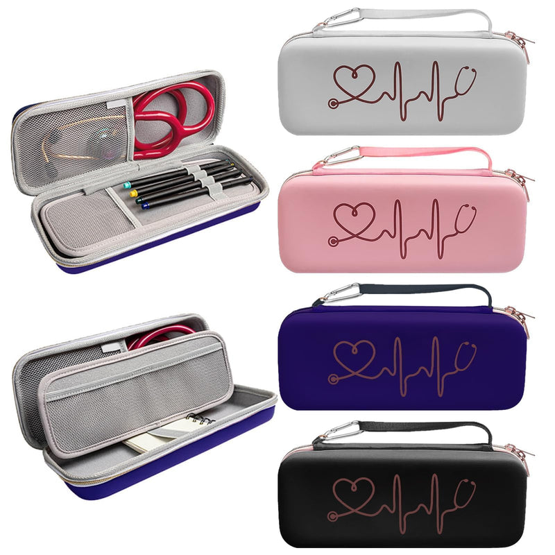 [Australia - AusPower] - EVA Hard Shell Stethoscope Case, Large Carrying Bag PU Leather with Mesh Pockets Compatible for 3M Littmann Classic III MDF Stethoscope for Nurse Accessories Pink(Case Only) 