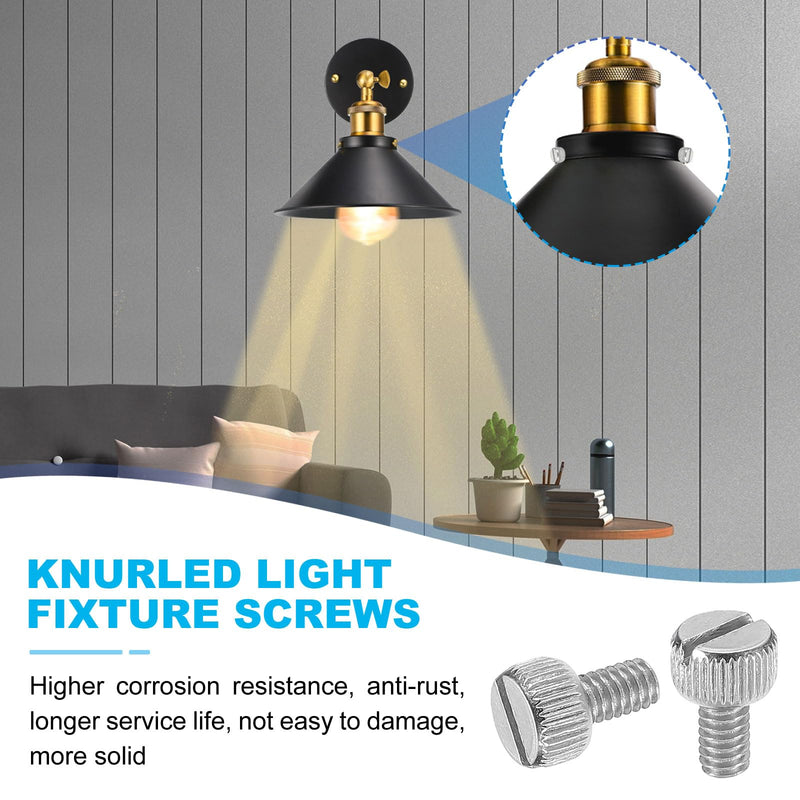 [Australia - AusPower] - PATIKIL 8#-32x7mm Knurled Light Fixture Screws, 50pcs Flat Tip Metal Bolts Grip Knobs Fasteners Slotted Screw Thumb Screw for Lighting Furniture Electronic Mechanical, Nickel Tone 8mm 7x8mm 