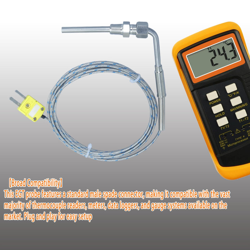 [Australia - AusPower] - K Type Exhaust Temperature Thermocouple EGT Thermocouple Probe Cable Length: 76 in K-Type thermocouple Temperature Range: -50°F to 2000°F 