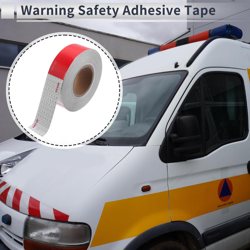 Reflective Tape 157.48ft x 1.97" Argyle Warning Safety Adhesive Tape Outdoor Reflector for Cars Trucks Red,White 1 Pc 157.48ft x 1.97"