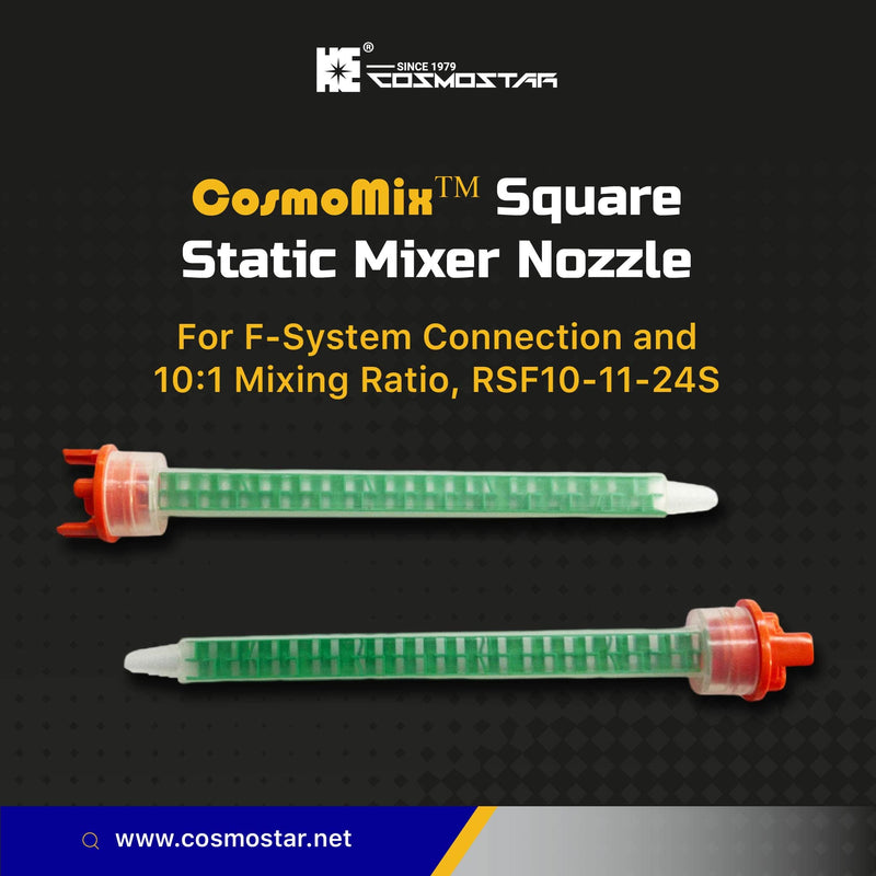 [Australia - AusPower] - CosmoMix Square Static Mixer Nozzle Tube Tip, F System for 4:1/10:1 Mixing Ratio,7.1 Inches, 24 Elements, 10 Pieces Epoxy Mixing Nozzle Tip, For AB Glue Acrylic Adhensive Gun Mixer (RSF10-11-24S) RSF10-11-24S 