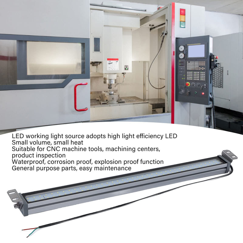 LED Machine Light, 20W Aluminum Alloy Tube Light, 24V/36V Workshop Lighting, B, High Brightness
