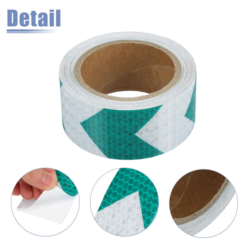 ACROPIX Universal 5cmx10m Green and White Arrow Car Reflective Stickers Reflective Tape Safety Warning Reflective Protector - Pack of 1