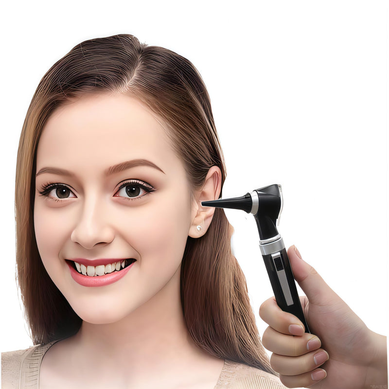 [Australia - AusPower] - Otoscope Ear Infection Detector with Bright LED Light, Portable Scope for Kids/Adults, Clinical & Pet Use (Black) BLACK 