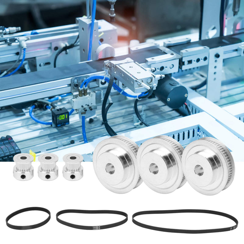 [Australia - AusPower] - 2GT Synchronous Wheel, 6PCS Set 20&60 Teeth Synchronous Wheel 8mm Bore Aluminum Timing Pulley with Width 6mm Length 200/280/400/mm Timing Belt 