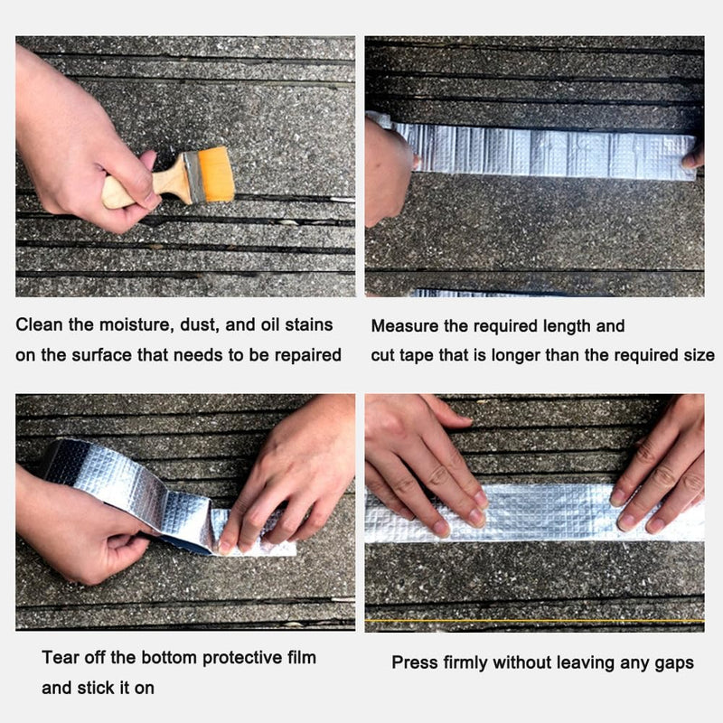 Butyl Aluminum Foil Tape 2" x 16ft - Heavy Duty Waterproof Sealant for RV Roof, Boat, EPDM & Pipe Leak Repair | All-Weather Adhesive Tape for Windows, Glass, Metal Surfaces (Silver)