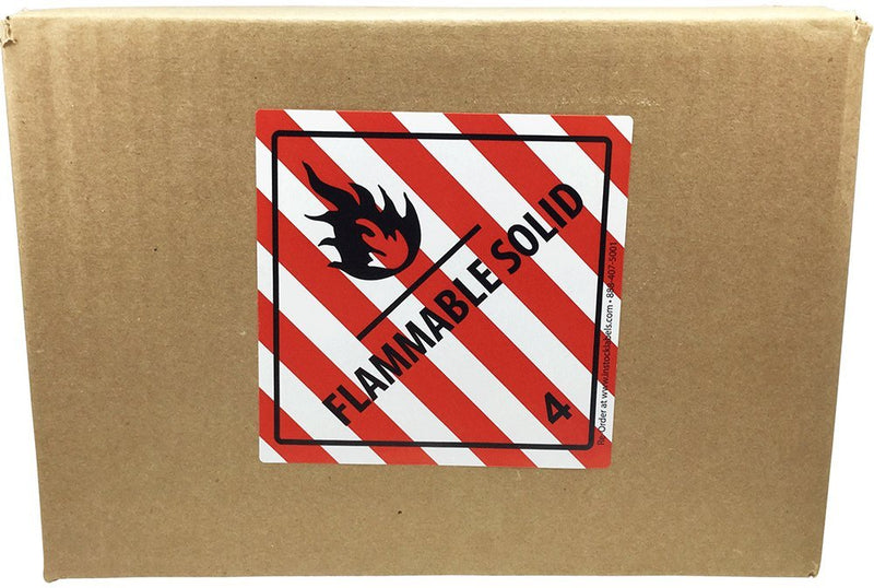 Hazard Class 4 D.O.T. Flammable Solid Labels, 4 x 4 Inch Square Red and White Hazmat Stickers, 500 Total Adhesive Labels on a Roll for Shipping and Compliance – Made in the USA