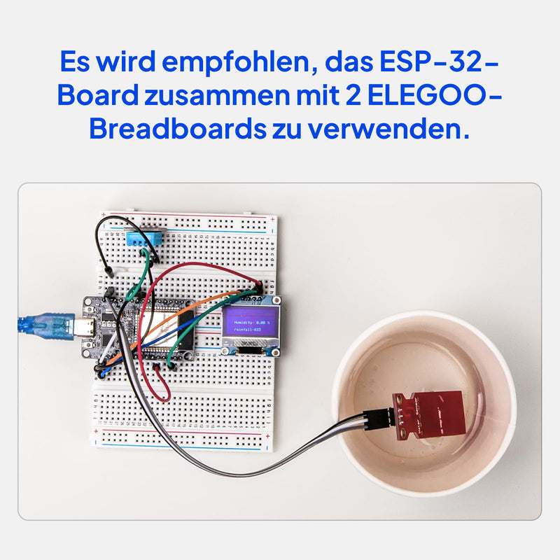 ELEGOO ESP-32 Starter Kit with Tutorial & Board Compatible with Arduino IDE | Development Board USB-C Dual-Core Microcontroller Support AP/STA/AP+STA, CP2102 Chip for Maker & DIY Projects