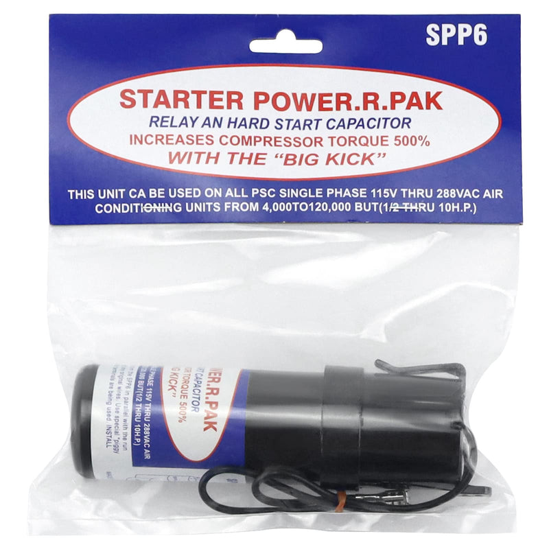[Australia - AusPower] - SPP6 Hard Start Kit for Air Conditioner,AC Hard Start Capacitor,Increases Starting Torque 500% from 4,000 BTU Window Units to 120,000 BTU Commercial Units(1/2 Thru 10 H.P.) SPP6(Increases Torque 500%) 