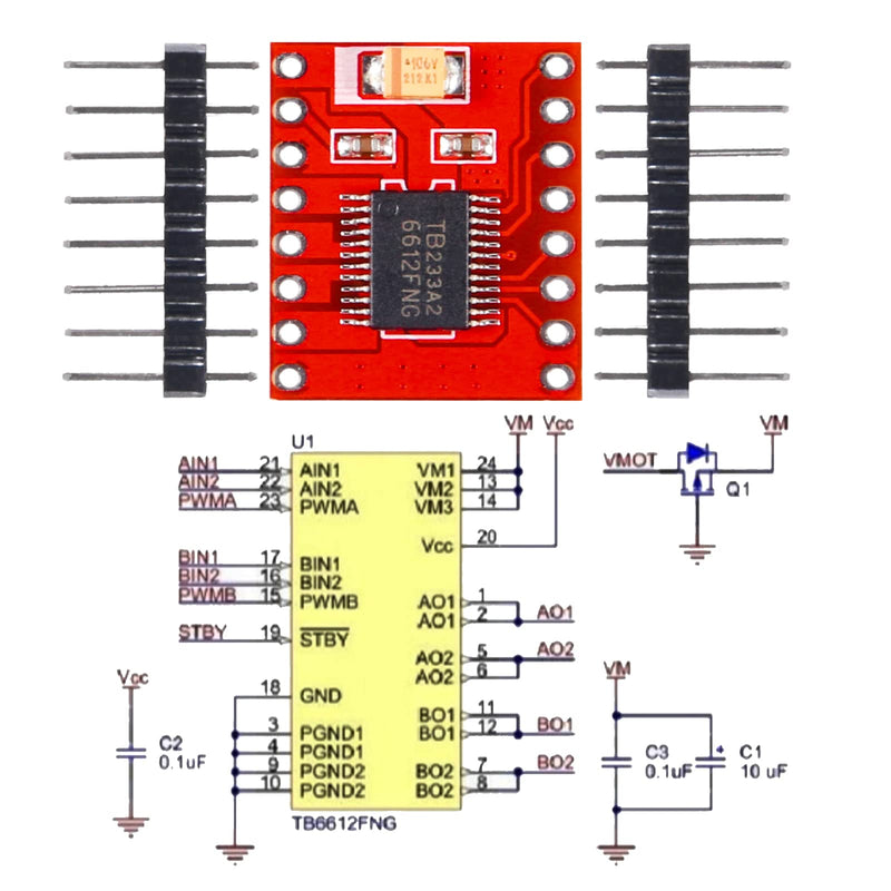 [Australia - AusPower] - DIANN 3pcs TB6612FNG Dual DC Stepper Motor Driver Module 1.2A Peak 3.2A Better Than L298N 
