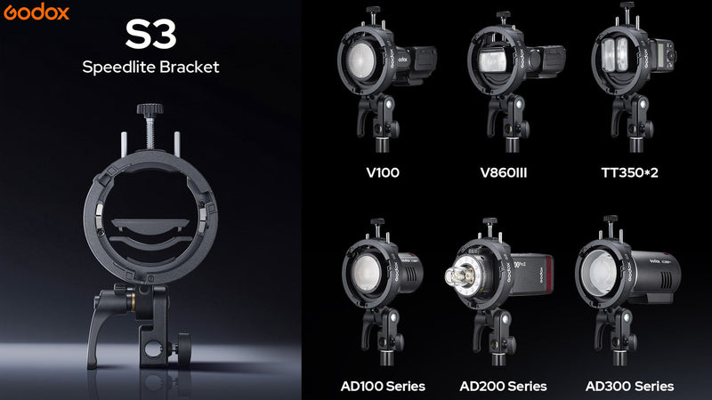 Godox S3 Bowens Mount Flash Bracket for V1 V100 AD100/200/300Pro Flash