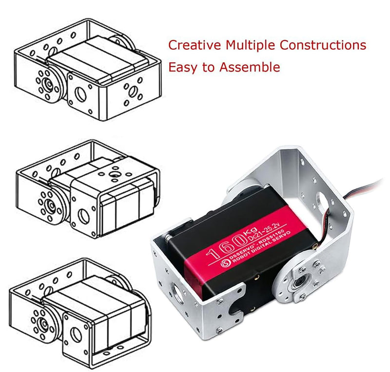 160KG Robot Servo Motor 24V High Torque Steel Gear Digital Steering Servo for RC Vehicles, Robotic Arms, Humanoids, and More – with Mount Brackets (270°) 270°