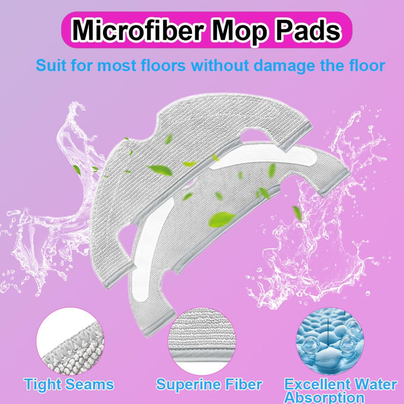 [Australia - AusPower] - D10 Plus gen 2 Replacement Parts Accessories Compatible with Dreame D10 Plus Gen 2 Robot Vacuum Cleaner, Including 1 Main Brush, 2 Hepa Filters, 4 Mop Pads, 4 Edge-Sweeping Brushes, 4 Dust Bag 
