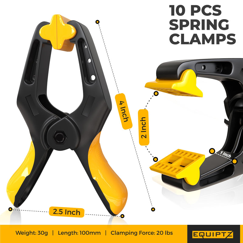 [Australia - AusPower] - Spring Clamps 4 inch - 10 Pack Plastic Clamps for Tarps, Crafts, Backdrop and Pool Cover with 2 inch Mouth Opening - Rust Free Large Clips Heavy Duty Outdoor with Non-Detachable Jaw Pads 4" Pack of 10 