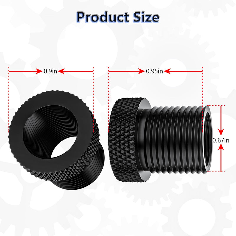[Australia - AusPower] - 2 Pack Thread Adapters and Washers，1/2x28 to 3/4x16 Steel Thread Protector with Rubber Washer (Black) (1/2x28-3/4x16) 1/2x28-3/4x16 